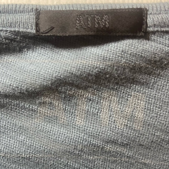 ATM distressed Henley Dexter Kill shirt half button long sleeve blue grey large - Picture 9 of 12